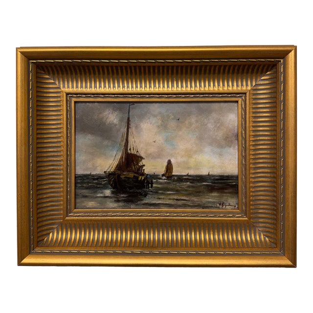 English Oil on Canvas Sailing Boats For Sale