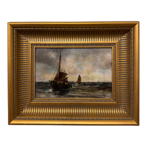 English Oil on Canvas Sailing Boats