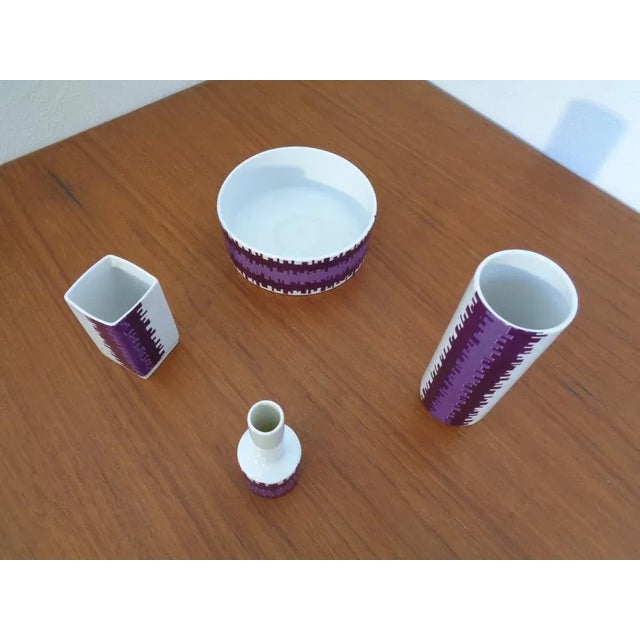 1970s Porcelain Vases & Bowl, 1970s, Set of 4 For Sale - Image 5 of 12