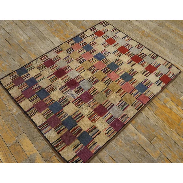 American Wonderful Multi Color With Unique Symmetrical Design Antique American Hooked Rug For Sale - Image 3 of 12