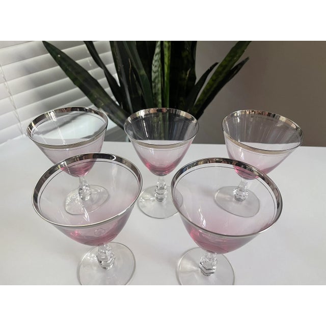 Pink Tiffin Franciscan Pink Wisteria Stemware Glasses With Silver Rims - 11 Pieces For Sale - Image 8 of 13