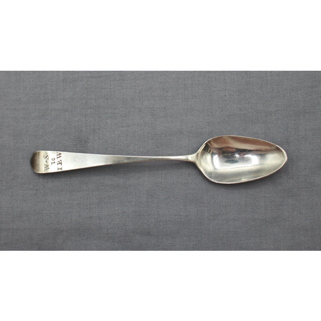 Set of 4 sterling silver teaspoons by Alice & George Burrows II, London, 1805. Old English pattern. Inscribed "WS to IBW"...