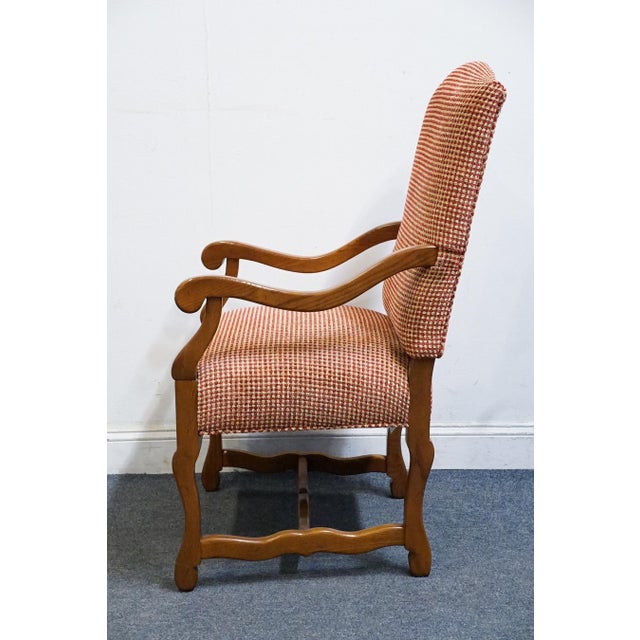 Wood Pearson Furniture Solid Ash Country French Accent Lounge Arm Chair W. Brick Red Basketweave Upholstery 01422-00 For Sale - Image 7 of 11
