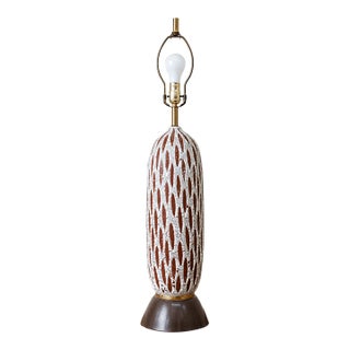 1960s Ceramic Lava Glaze Table Lamp, Tall Sculptural Mid Century Lighting For Sale