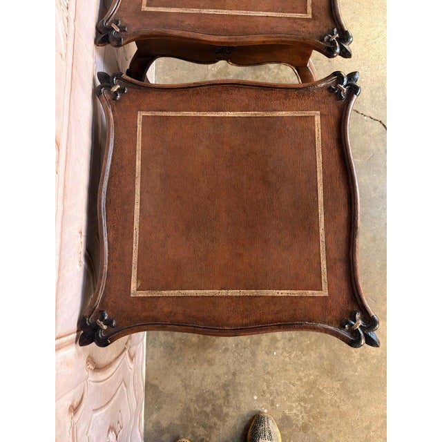 Pair of French Louis XV Faux-Leather Painted Side Tables For Sale - Image 15 of 18