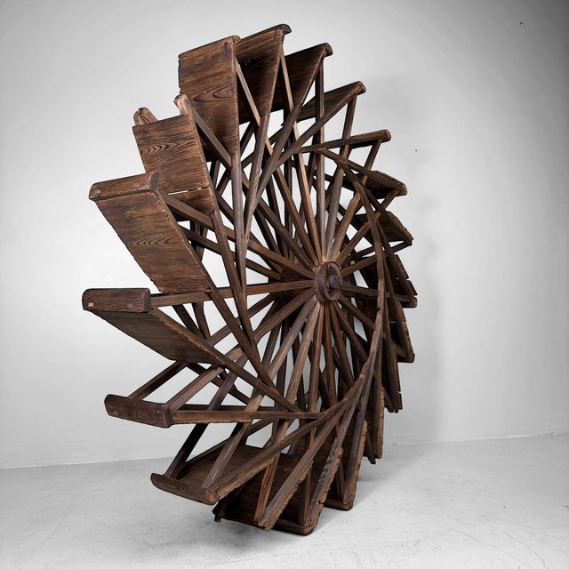 Large Japanese Wooden Suisha Water Wheel Wall Decor, 1900s For Sale - Image 4 of 15