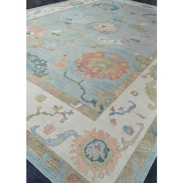 Blue Turkish Oushak Rug 12'10" x 18'9" #20441 For Sale - Image 8 of 8