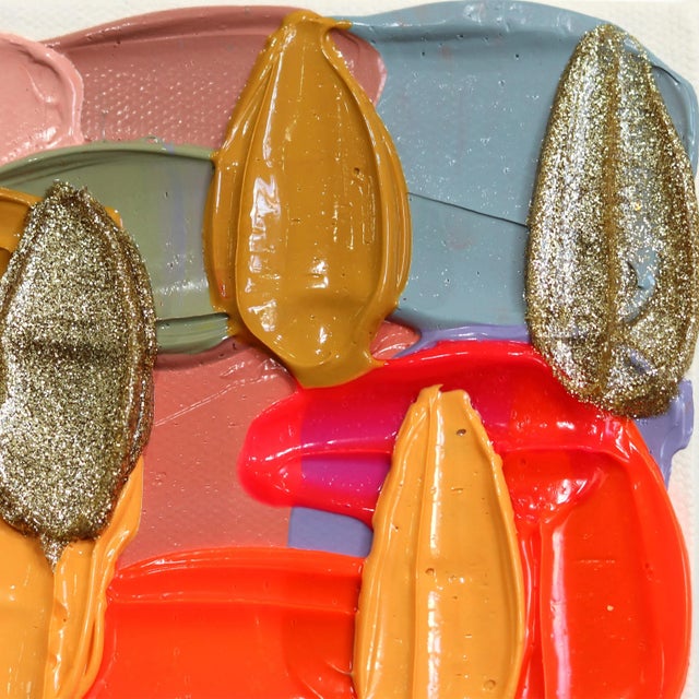 Abstract Textured Playful Abstract Painting "Lipstick Pink" Original Artwork by Shiri Phillips For Sale - Image 3 of 11