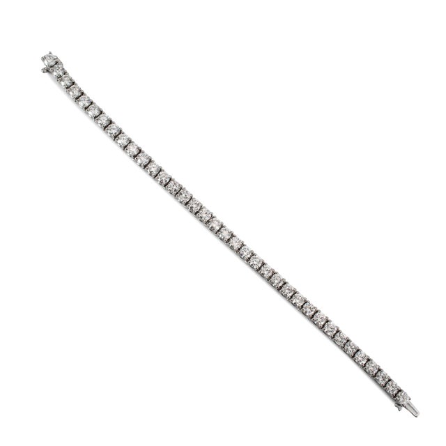 14k White Gold 4-Prong 11.41ct Lab Grown Round Diamond Classic Tennis Bracelet For Sale - Image 4 of 7