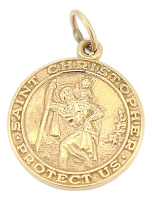 1980s Vintage 14k Saint Christopher Pendant, to Danny Love Mom and Dad 1986