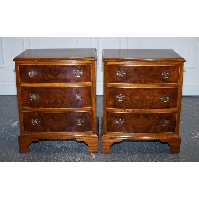 Burr Walnut Nightstands with Drawers, Set of 2 For Sale - Image 3 of 17