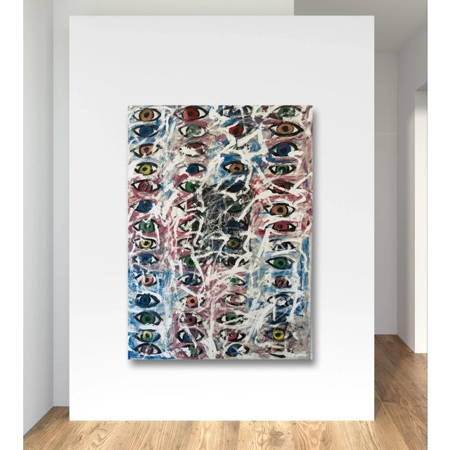 Blue Matthew Izzo Abstract Oil Painting on Canvas 1990 Titled, Everybody For Sale - Image 8 of 8