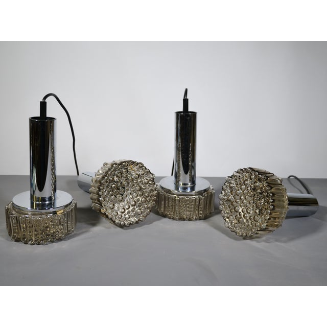 Space Age Pendant Lamps in Bubble Glass and Chrome from Staff Leuchten, 1970s, Set of 4 For Sale - Image 12 of 14