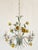 Vintage Mid-Century Italian tole hand-painted chandelier with rose buds and leaf motifs. The chandelier frame was...