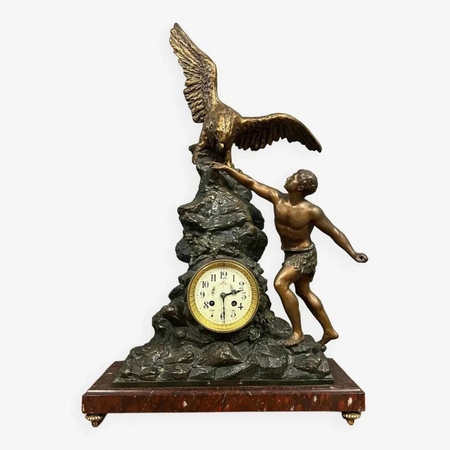 Metal Large Napoleon III Clock in Spelter For Sale - Image 7 of 7