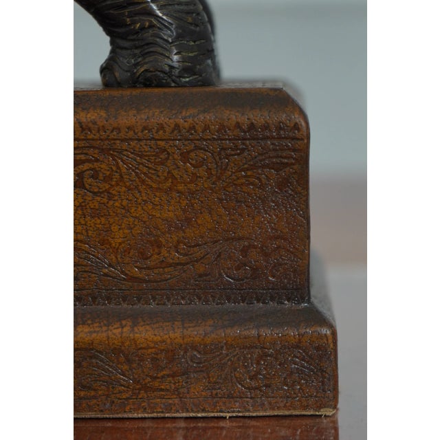 Bronze Pair Theodore Alexander Bronze & Leather Elephant Bookends For Sale - Image 8 of 12