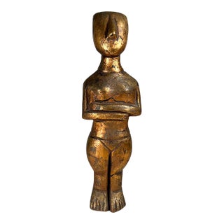 1970s Golden Oscar Art Sculpture Cycladic Figurine For Sale