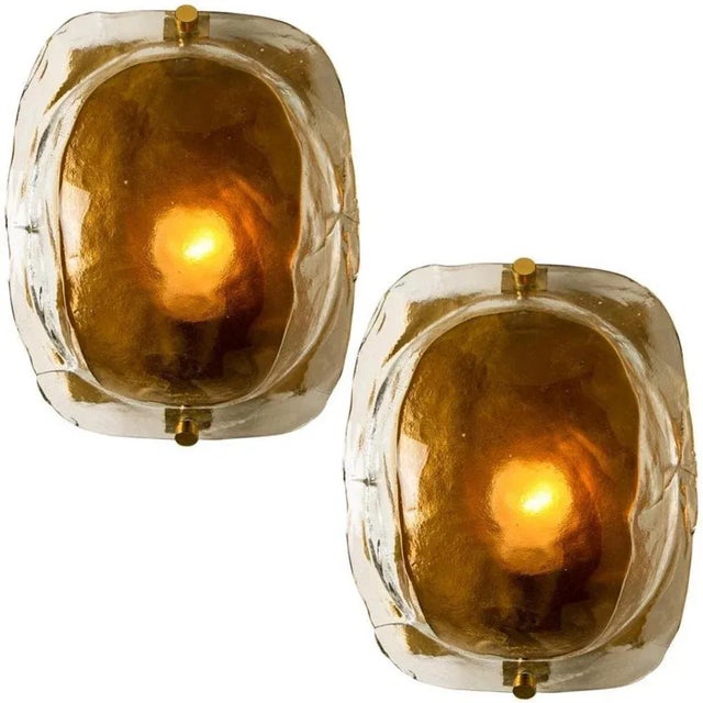 Kalmar Brass and Brown Glass Hand Blown Murano Glass Wall Lights by J. T. Kalmar for Kalmar, 1960s, Set of 2 For Sale - Image 4 of 14