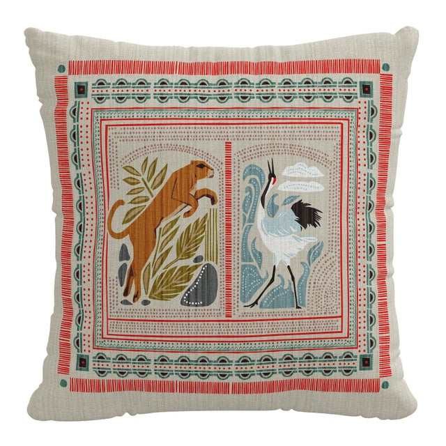 20" Indoor/Outdoor Pillow in Fauna Multi Eng For Sale In Chicago - Image 6 of 6