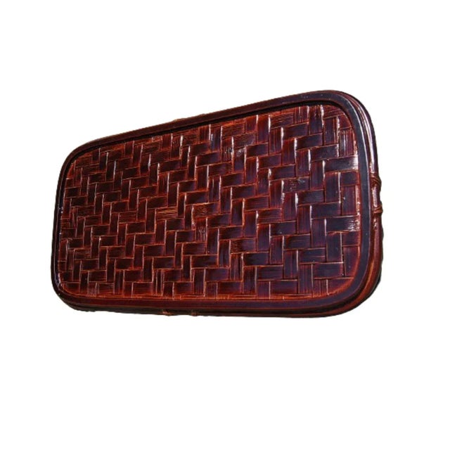 Handmade Authentic Japanese Bantai Basket-Woven Lacquerware Tray 1940s For Sale In Salt Lake City - Image 6 of 8