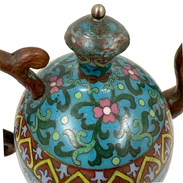 Early 20th Century Hand-Crafted Chinese Cloisonné Ewer / Teapot For Sale - Image 14 of 15