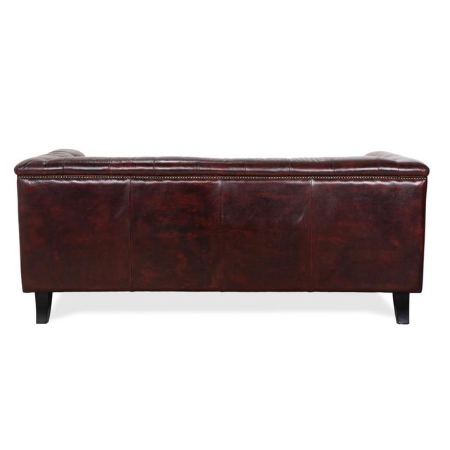 Chesterfield Three-Seater Sofa in Leather For Sale - Image 14 of 16