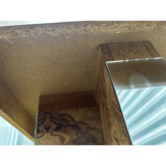 Vintage Burl Veneer and Mirrored Side Table in the Style of Milo Baughman For Sale - Image 10 of 10