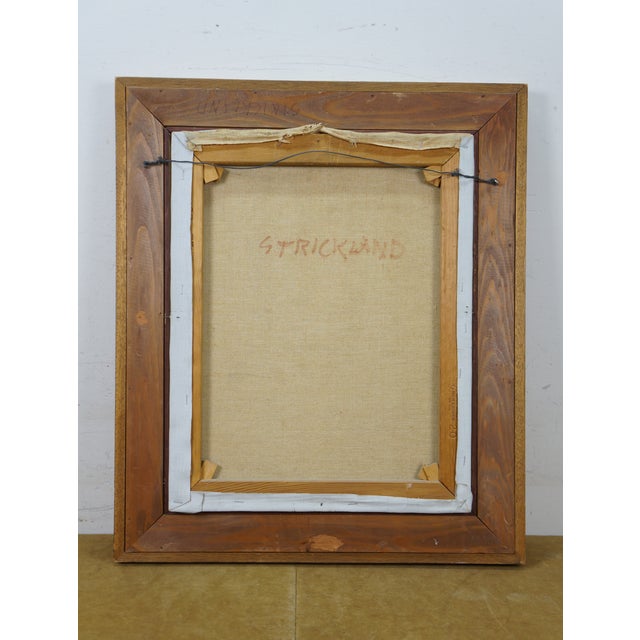 Late 20th Century Thomas J Strickland Woman in Blue Bonnet Original Portrait Oil Painting 26", Framed For Sale - Image 12 of 12