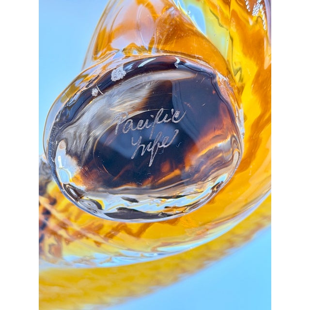 Vintage Hand-Blown Amber Art Glass Infinity Rope Love Knot Sculpture For Sale - Image 9 of 10