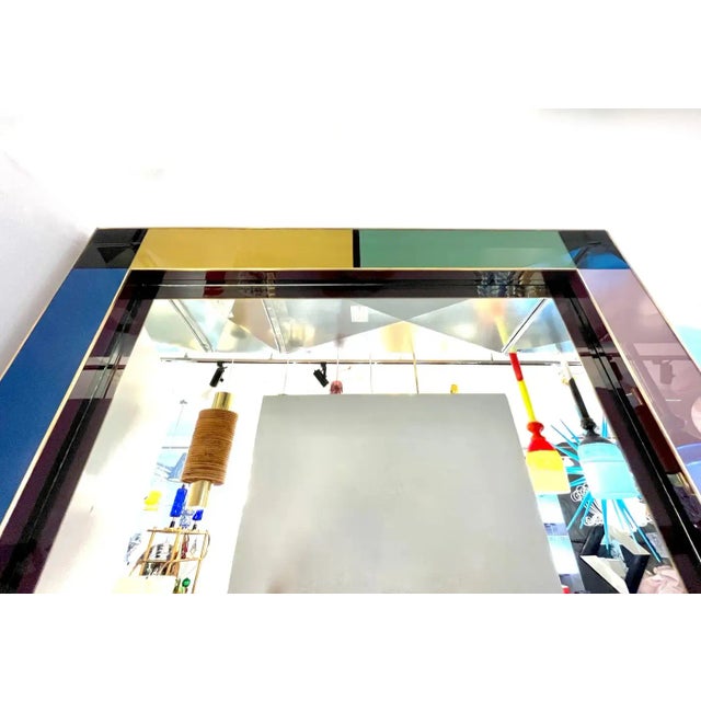 Bespoke Italian Mondrian Decor Orange, Yellow, Gray, Black, White & Gold Glass Mirror For Sale In New York - Image 6 of 12