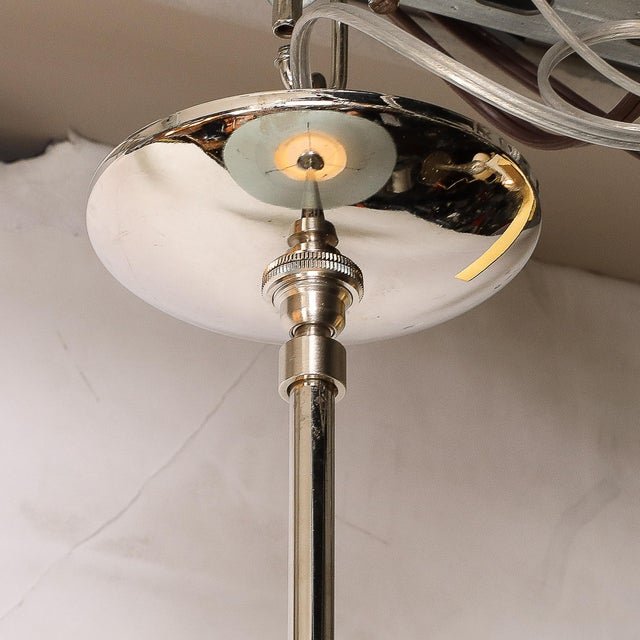 Art Deco Machine Age Sky Blue Glass Pendant Chandelier For Sale - Image 10 of 10