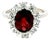 Antique Style Garnet and Zircon Halo Cluster Ring in Sterling Silver- Size 6.5 For Sale