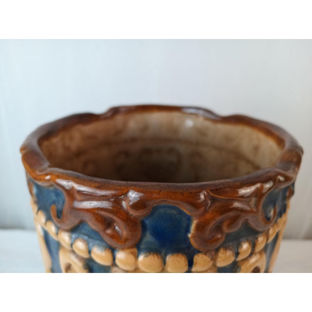 Antique Ornate Majolica Art Nouveau Umbrella/Cane Stand Holder For Sale - Image 4 of 11