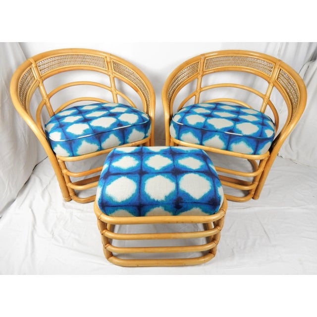 Natural Rattan Chairs & Ottoman - 3 Pieces For Sale - Image 12 of 12