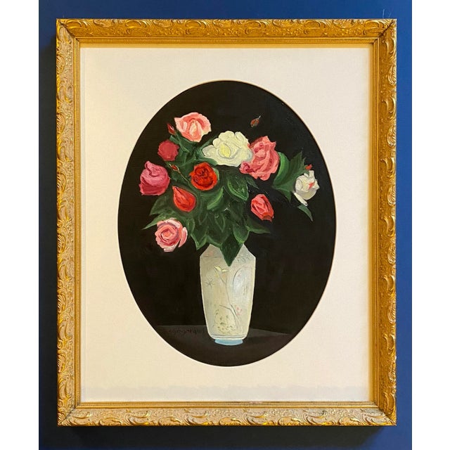 Still Life Oil Painting of Flowers by Satori Gregorakis For Sale - Image 4 of 4