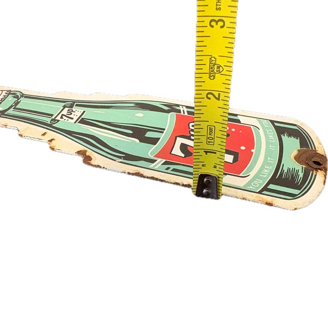 Late 20th Century Small 7up Reproduction Metal Advertising Sign For Sale - Image 5 of 5