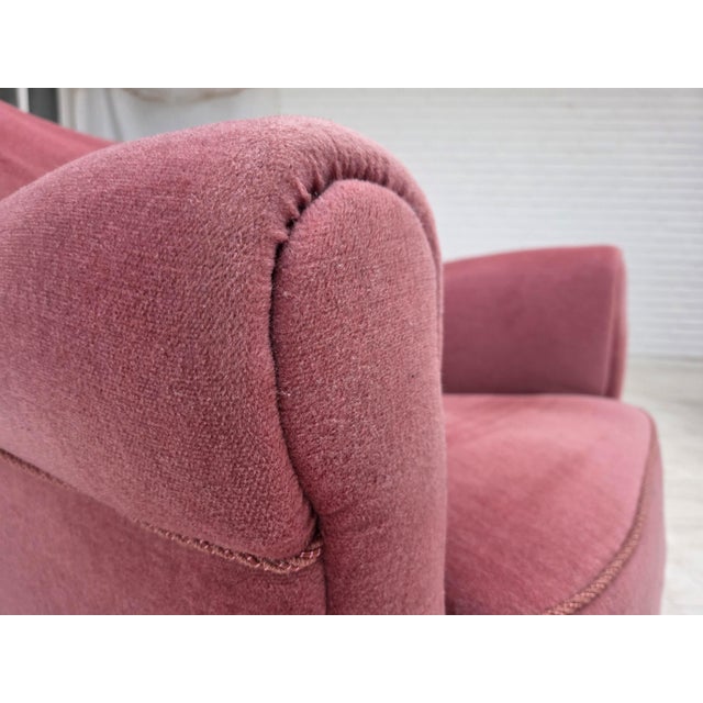 Mid-Century Danish Oak Relax Armchair with Velour Upholstery, 1960s For Sale - Image 10 of 18