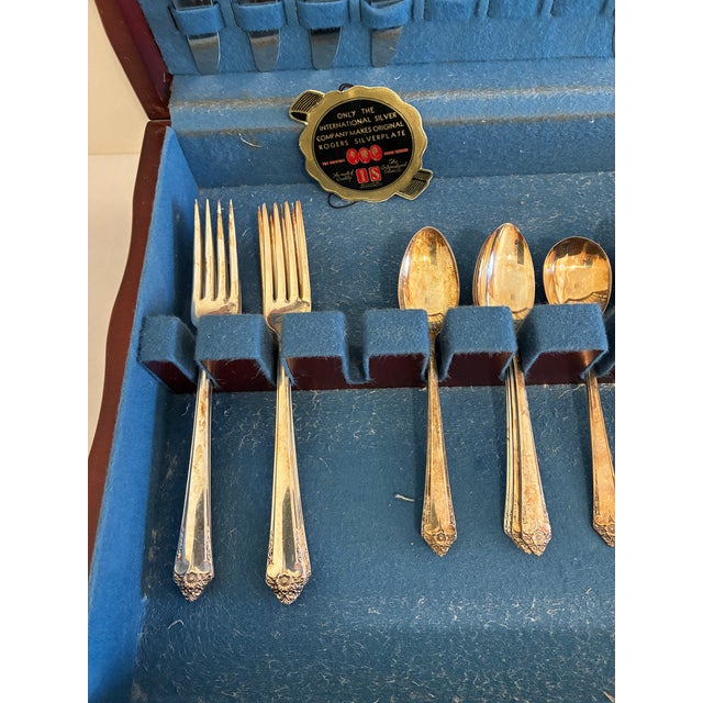 Vintage Rogers & Bro Silverplate Flatware Set, 41 Pieces With Wood Chest For Sale - Image 12 of 14