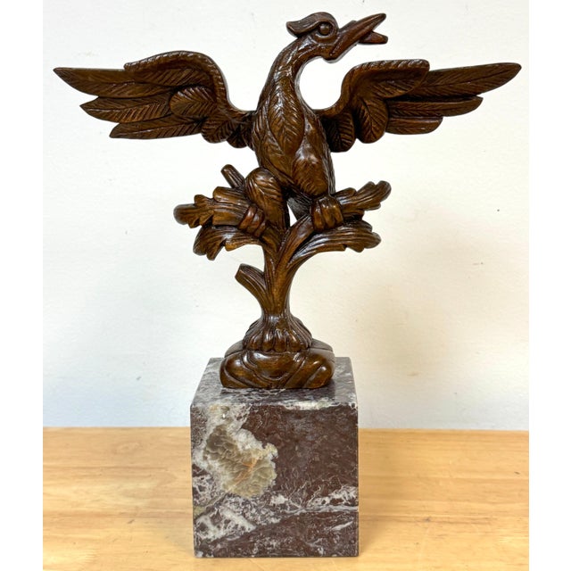 Georgian Carved Mahogany Eagle Ornament, in the Manner of Thomas Chippendale, Mounted on Marble Base, circa 1780–1820 A...