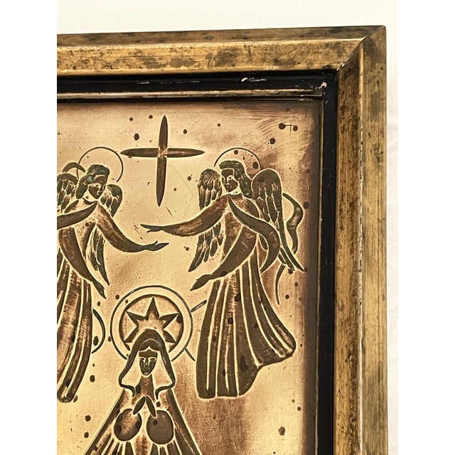 Art Deco Mid 20th Century Art Deco Bronze Madonna and Child With Angels Icon For Sale - Image 3 of 8