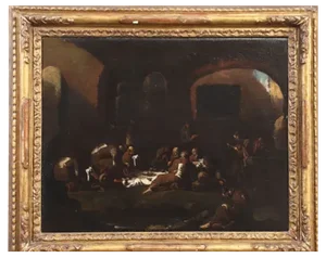 Genoese School Artist, The Monk's Lunch, 18th Century, Oil on Canvas, Framed