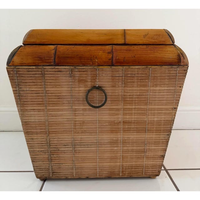 Wood Thick Bamboo and Pencil Reed Lidded Box For Sale - Image 7 of 8