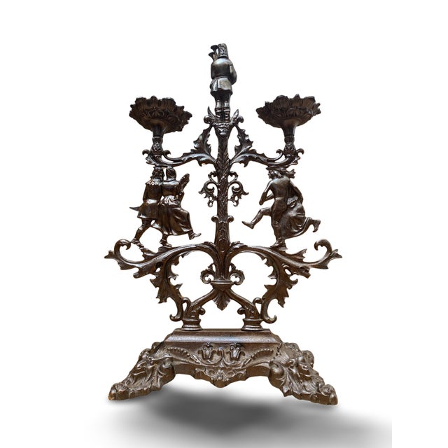 Gothic Revival Patinated Wrought Iron Candelabra, 19th Century For Sale - Image 17 of 17