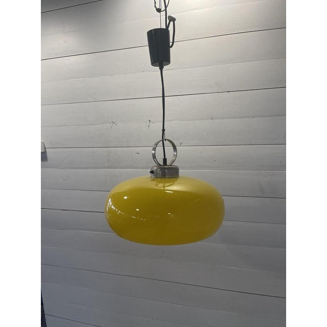 Yellow Vintage Pendant Lamp from VEB Kombinat Gorlitz, 1970 For Sale - Image 8 of 10