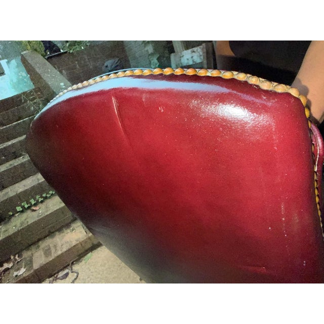Hancock & Moore Swivel and Rocker Burgundy Tufted Leather Nailhead Trim Office Desk Chair For Sale - Image 13 of 16
