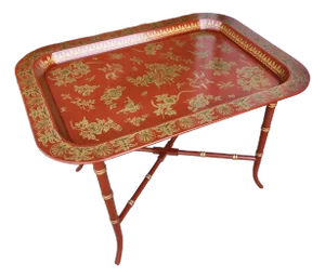 Late 20th Century Faux Bamboo and Gilt Tray/Coffee Table