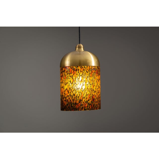 Pendant with Brass Details and Multicolor Glass from Peill & Putzler, 1970s For Sale - Image 4 of 11