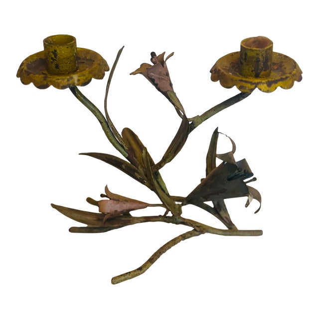 Vintage Tole Candle Holder For Sale