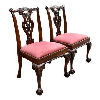 Henredon Chippendale Mahogany Dining Chairs Vintage Ball & Claw Set of 2 For Sale