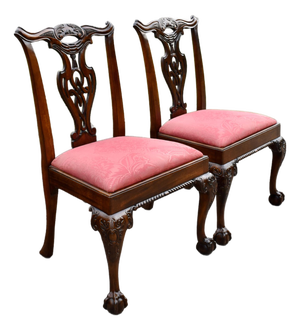 Henredon Chippendale Mahogany Dining Chairs Vintage Ball & Claw Set of 2